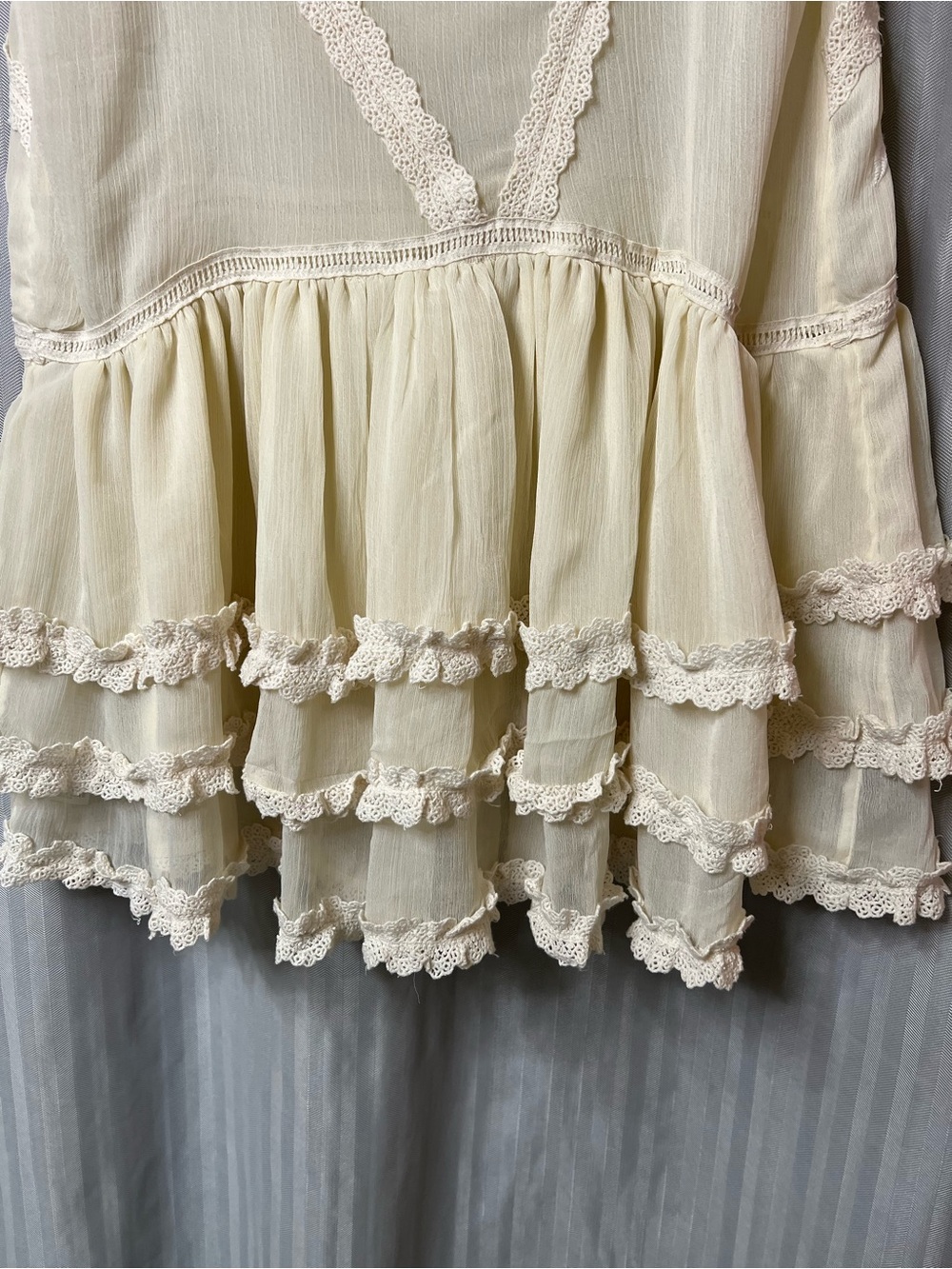 Free People Quiet Breeze Mini Dress in Cream featuring embroidery and ruffles L - Picture 6 of 14